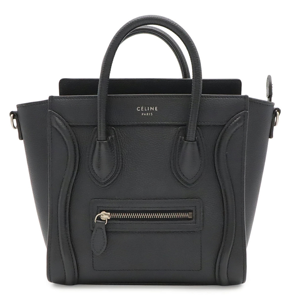 Celine Luggage Tote Shopper Handbag Leather Black Shoulder Strap